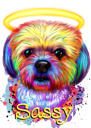 Retrato Memorial de Cachorro Arco-Íris com Asas de Anjo