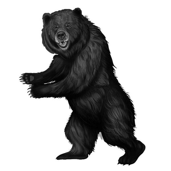 Caricature d'ours: style noir et blanc