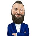 Digitální portrétní karikatura se zkříženýma rukama