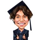 Caricatura divertente ed esagerata per un regalo di laurea