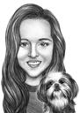 Dog with Owner Portrait from Photos in Black and White