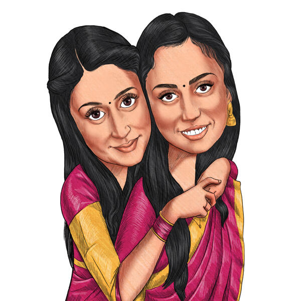 Indian Persons Caricature in Head and Shoulders Color Style from Photos