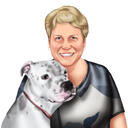 Owner with Pet Realistic Portrait in Color Digital Style from Photos