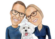 Par med Bichon hundporträtt