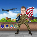 Caricatura militar com bandeira