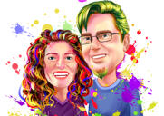 Portrait caricatural arc-en-ciel de 2 personnes