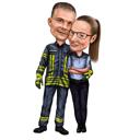 Ugunsdzēsēja karikatūras zīmējums
