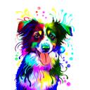 Portret de caricatură acuarelă Collie