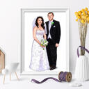 Портрет свадебной пары в цветном стиле на холсте