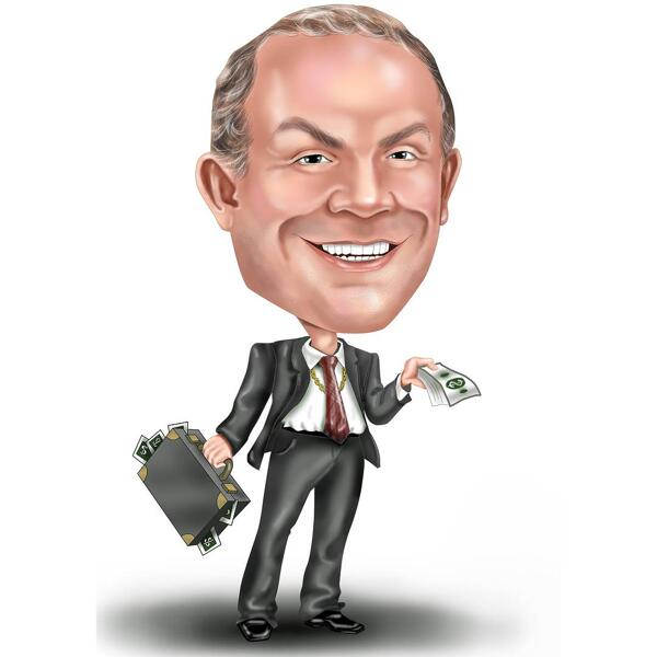 Karikatura šéfa s penězi