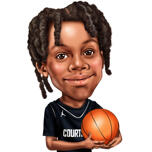 Kid Caricature Holding Basketball Ball