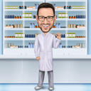Индивидуальный портрет фармацевта, нарисованный вручную из фотографий