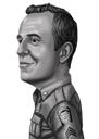 Dárková karikatura policisty v černobílém stylu