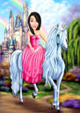 Person, Reiten, Pferd, Karikatur, Porträt