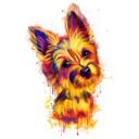 Suluboya Pastel Stilinde Yorkie Köpek Karikatür Portresi