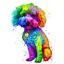 Colorful Watercolor Full Body Poodle Caricature Art from Photos