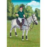 Realistický portrét jezdce na koni