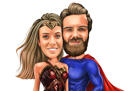 Dessin+de+caricature+de+super-h%C3%A9ros+en+noir+et+blanc