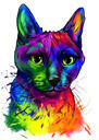 Akvareļa varavīksnes kaķa portrets