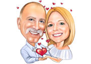 Caricatura de pareja de San Valentín en corazón