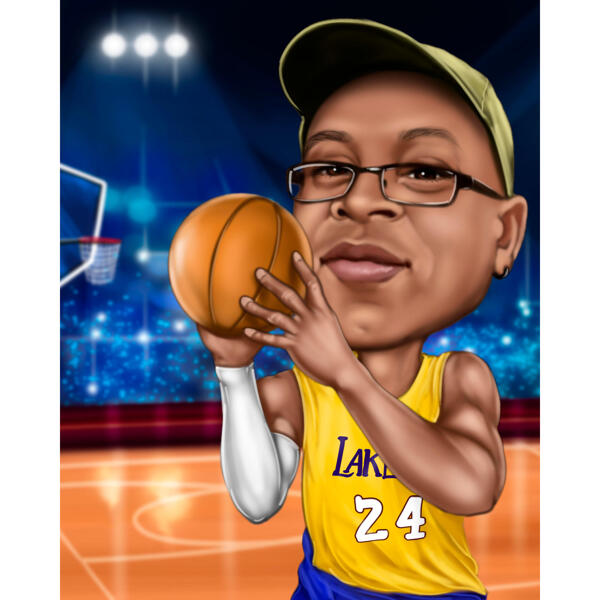 Haupt- und Schulter-Basketball-Spieler mit Hintergrund