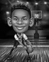 Basketteur masculin en noir et blanc