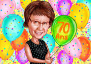 Caricature for Grandma in Color Style for Birthday Gift