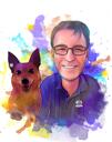 Owner with Pet Watercolor Portrait