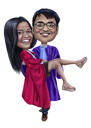 Romantic Indian Couple Valentine's Day Cartoon Portrait from Photos