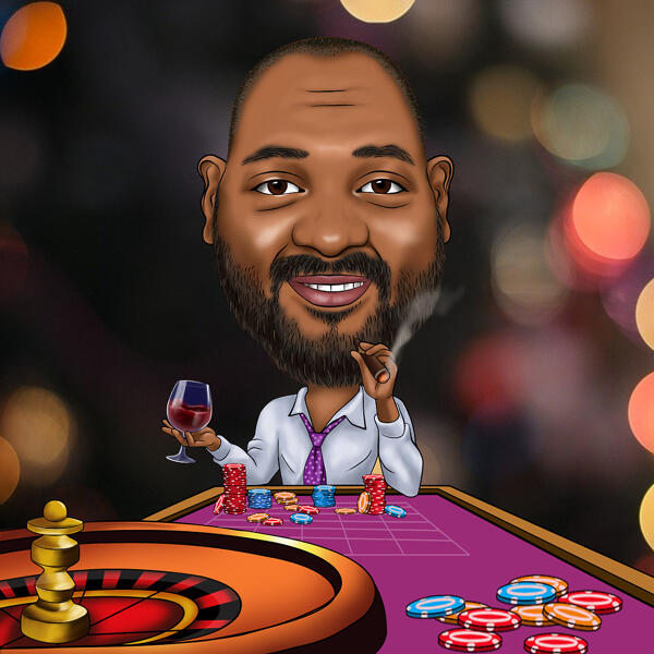 Poker Cartoon Caricature with Background