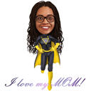 Caricatura de mãe super-heroína