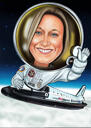 Astronaut Pilot Custom Caricature with Plane Background