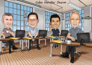 Caricature colorée de dessin animé de style complet du corps à partir de photos pour cadeau de collègues d'affaires