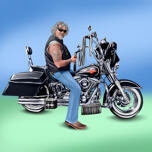 Harley Motorrijder Portret Tekening