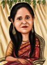 Desenho de caricatura de cabeça e ombros de mulher para presente perfeito de Bollywood