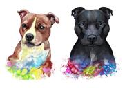 Retrato de cabeça e ombros de 2 cães em coloração de água natural de fotos