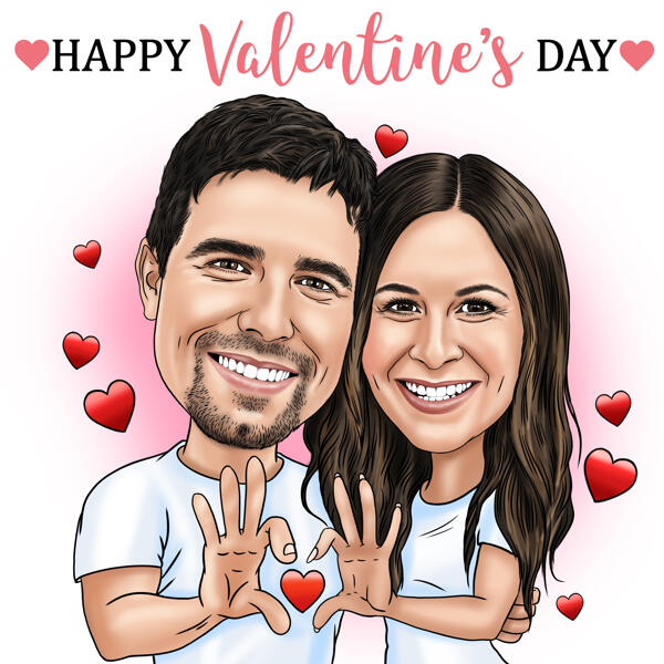 Regalo de caricatura de Feliz Día de San Valentín con mensaje de texto personalizado