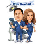 Zobu ārstu karikatūra zobārstniecības logotipam