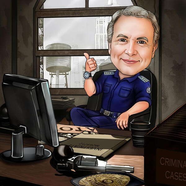 Kişiselleştirilmiş Polis Memuru Karikatür Portresi