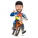 Motorradfahrer-Cartoon-Karikatur nach Foto