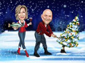 Custom Christmas Couple Caricature