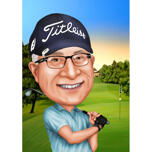 Golfer muotokuva sarjakuva värillinen tyyli