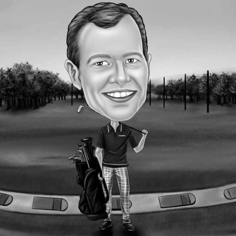 Black and White Golf Portrait from Photos with Background