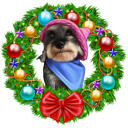 Christmas Dog Wreath Caricature