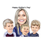 Mother with Three Kids Drawing