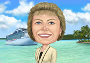 Caricatura di una mamma in vacanza
