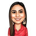 رسم كاريكاتوري للرأس والكتفين لامرأة باللون الأحمر مرسومة من الصور