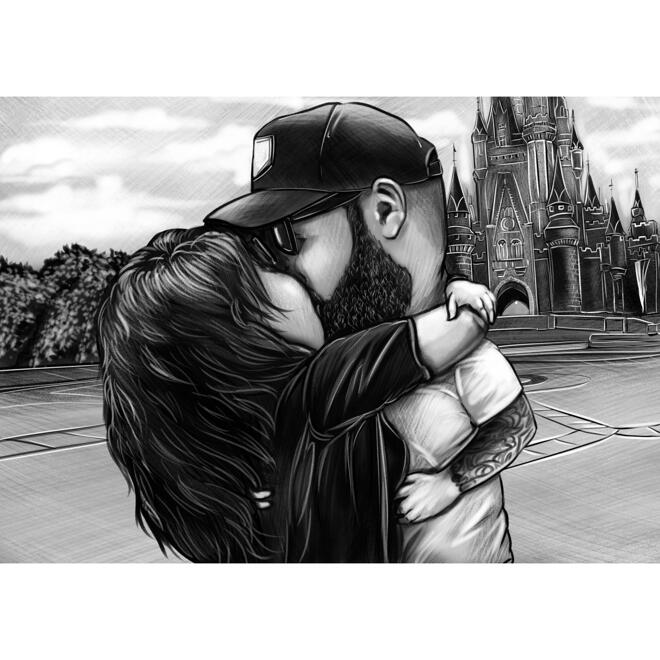 Regalo personalizado de caricatura de pareja besándose dibujado a mano a  partir de fotos