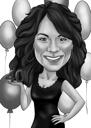 Any Theme Caricature from Photos in Black and White Style