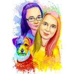 Due persone con il ritratto dell'arcobaleno dell'animale domestico